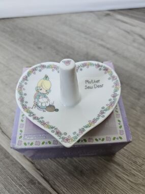 Vintage 1995 Precious Moments "Mother Sew Dear" Heart Ring Holder Dish NIB